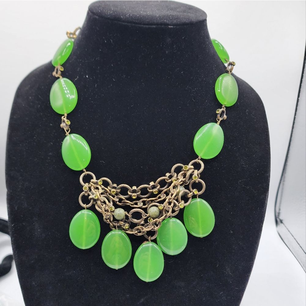 Kiam Family green Abalone glass necklaces